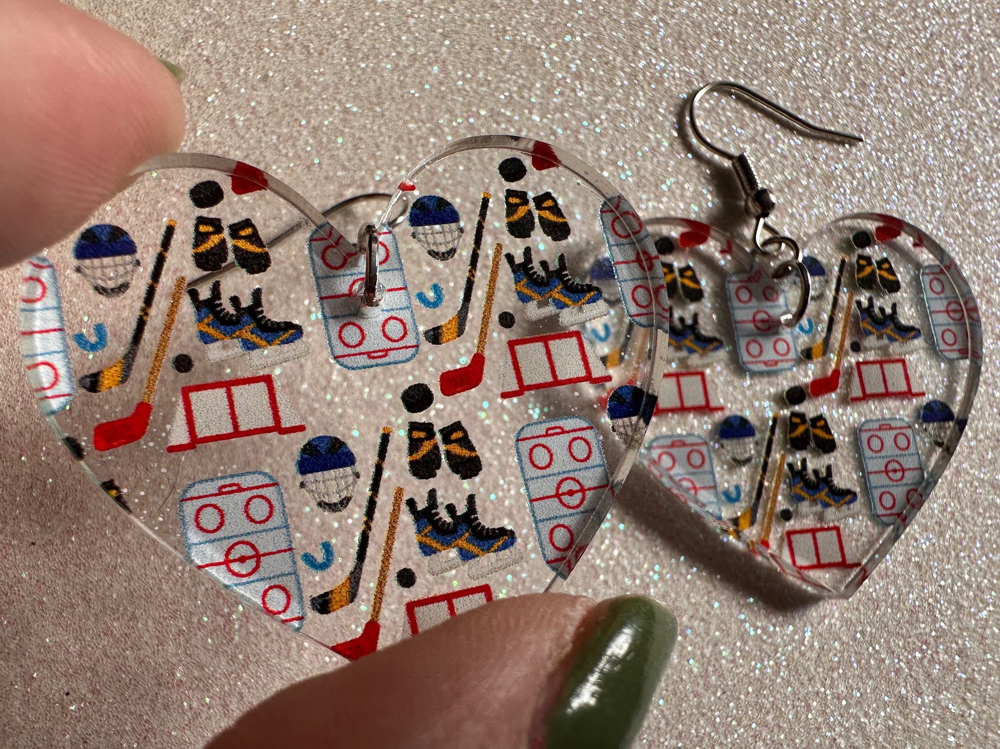 Hockey Earrings: Laser Cut Acrylic Earrings, Ice Skate, Ice Hockey, Goal, Ice Skating, Sports, Winter Sports, Best Gifts for Her/Him/Them