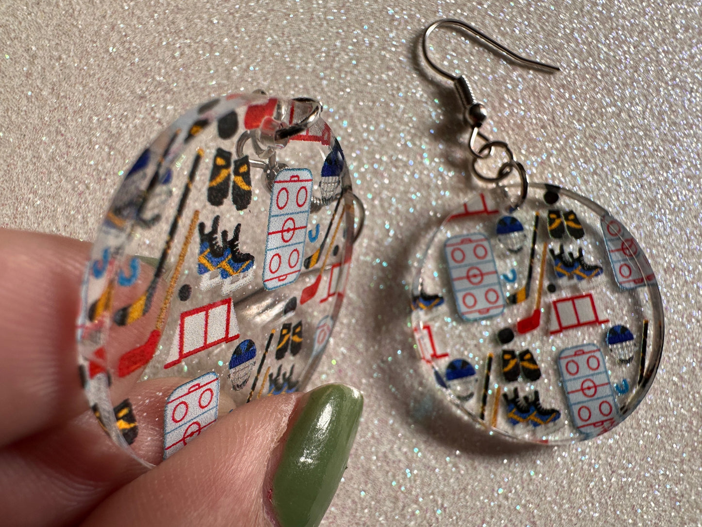 Hockey Earrings: Laser Cut Acrylic Earrings, Ice Skate, Ice Hockey, Goal, Ice Skating, Sports, Winter Sports, Best Gifts for Her/Him/Them