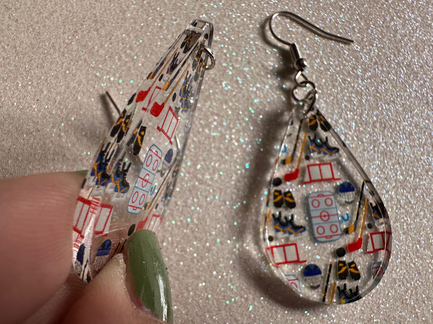 Hockey Earrings: Laser Cut Acrylic Earrings, Ice Skate, Ice Hockey, Goal, Ice Skating, Sports, Winter Sports, Best Gifts for Her/Him/Them
