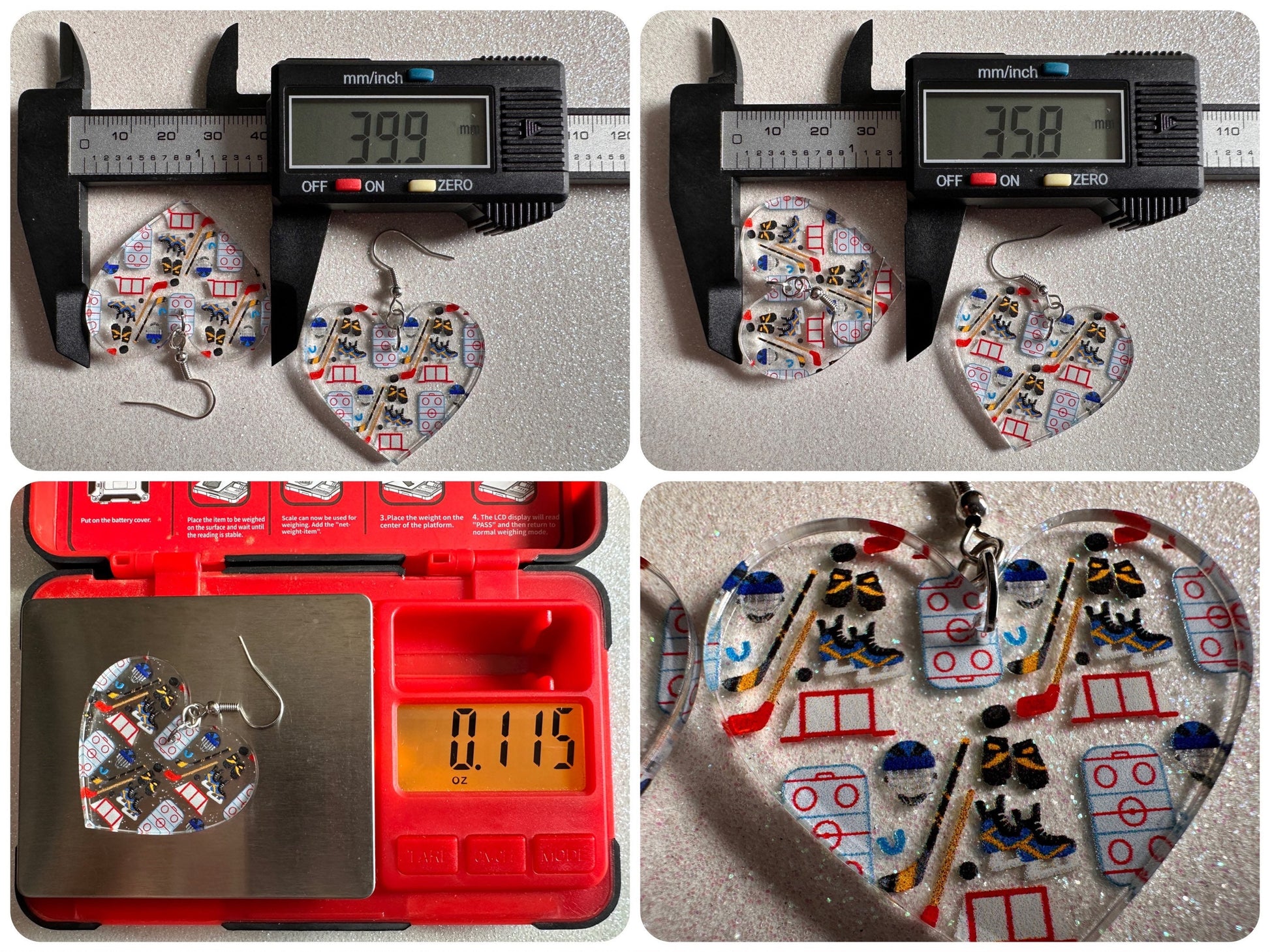 Hockey Earrings: Laser Cut Acrylic Earrings, Ice Skate, Ice Hockey, Goal, Ice Skating, Sports, Winter Sports, Best Gifts for Her/Him/Them