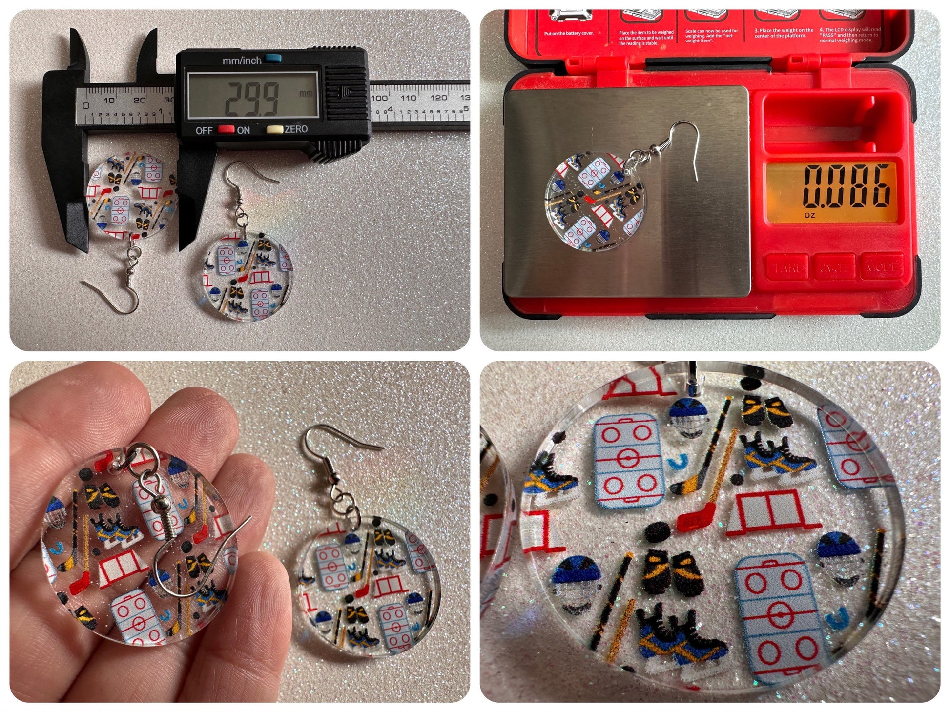 Hockey Earrings: Laser Cut Acrylic Earrings, Ice Skate, Ice Hockey, Goal, Ice Skating, Sports, Winter Sports, Best Gifts for Her/Him/Them
