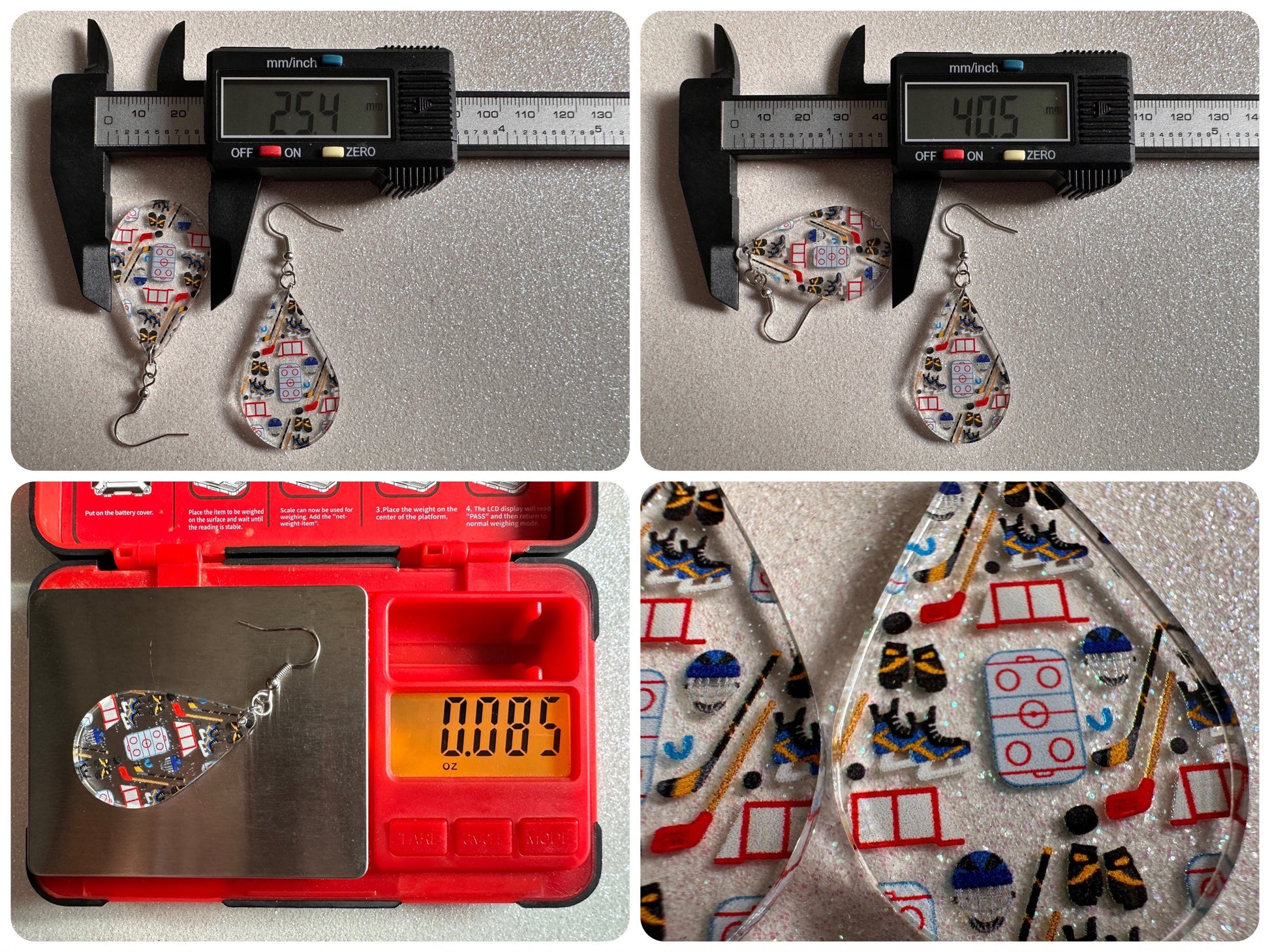 Hockey Earrings: Laser Cut Acrylic Earrings, Ice Skate, Ice Hockey, Goal, Ice Skating, Sports, Winter Sports, Best Gifts for Her/Him/Them