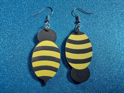 Honey Bee Earrings: Laser Cut Acrylic Bees, Wasps, Spicy Sky Raisins, Bumblebees, Insect, Honeybees, Insects, Best Gifts for Her/Him/Them