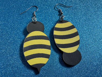 Honey Bee Earrings: Laser Cut Acrylic Bees, Wasps, Spicy Sky Raisins, Bumblebees, Insect, Honeybees, Insects, Best Gifts for Her/Him/Them