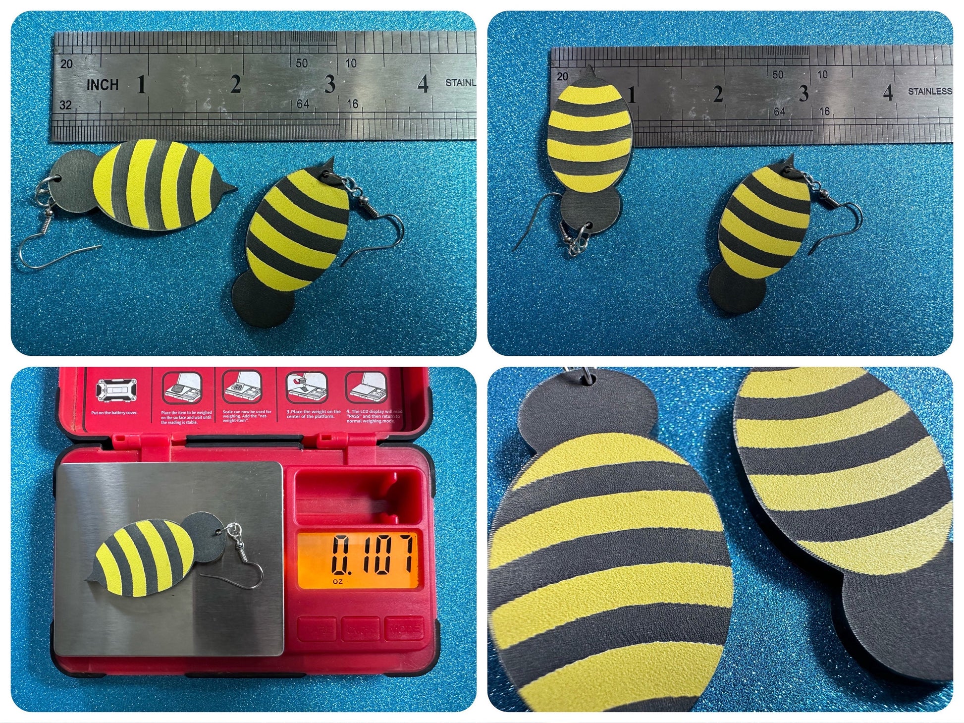 Honey Bee Earrings: Laser Cut Acrylic Bees, Wasps, Spicy Sky Raisins, Bumblebees, Insect, Honeybees, Insects, Best Gifts for Her/Him/Them