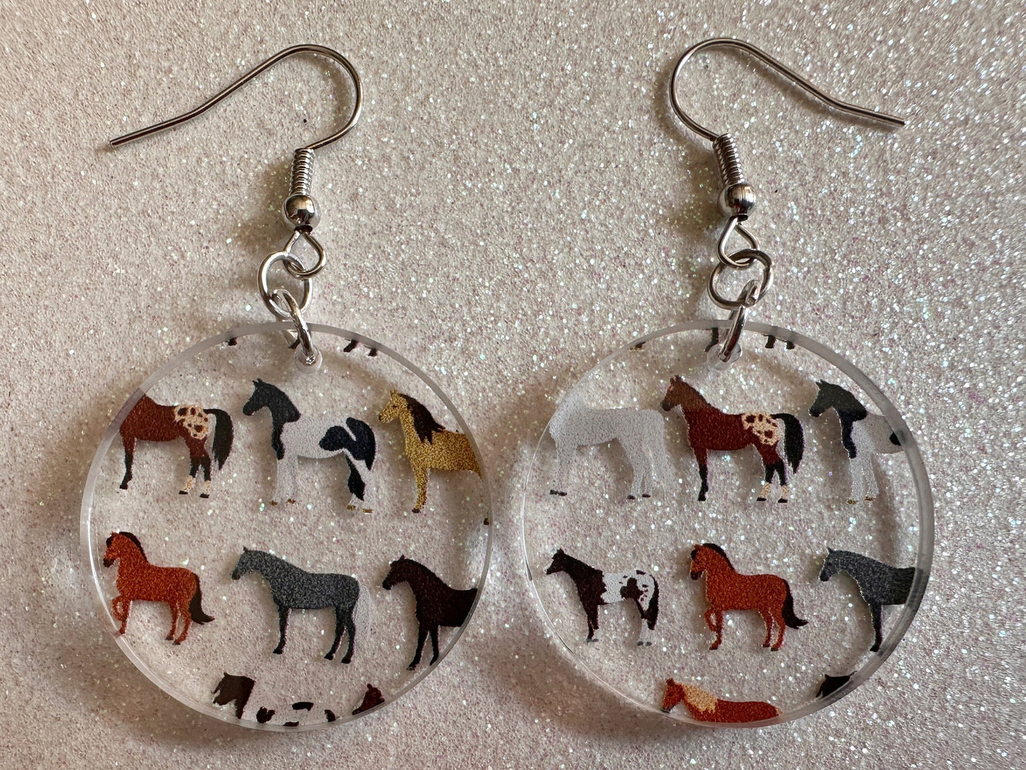 Horse Earrings: Laser Cut Acrylic Horses, Equine, Riding Camp, Cowboy, Pony, Love Horses, Horse Lover, Animals, Best Gifts for Her/Him/Them