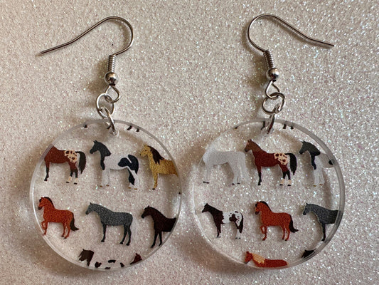Horse Earrings: Laser Cut Acrylic Horses, Equine, Riding Camp, Cowboy, Pony, Love Horses, Horse Lover, Animals, Best Gifts for Her/Him/Them