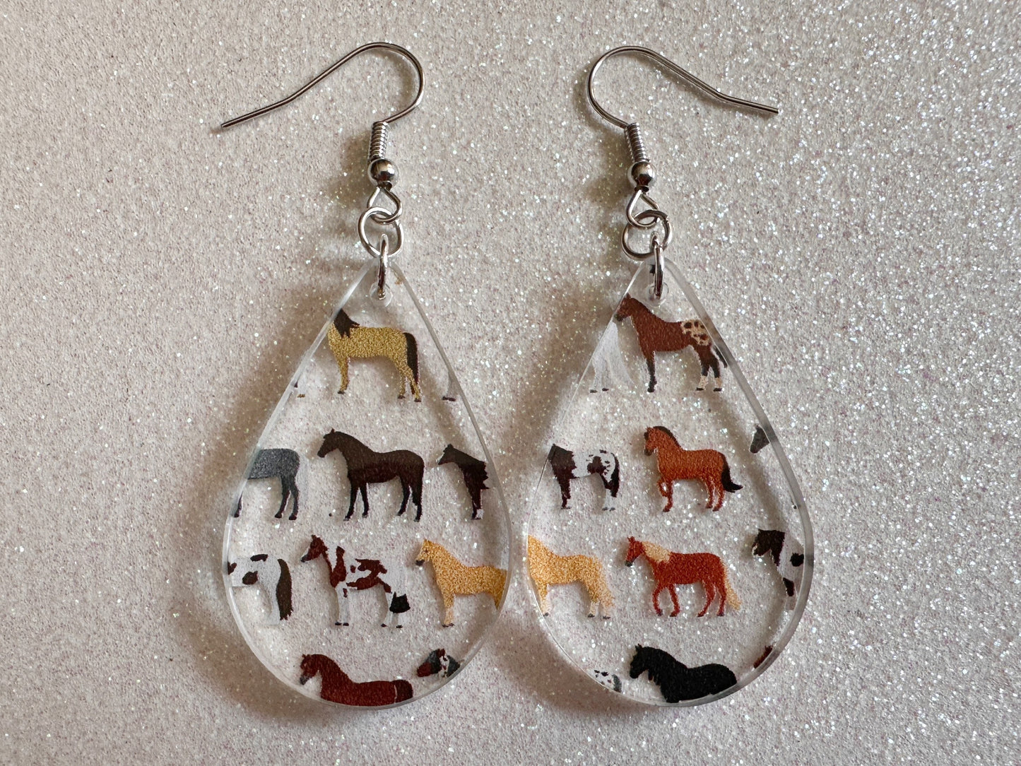 Horse Earrings: Laser Cut Acrylic Horses, Equine, Riding Camp, Cowboy, Pony, Love Horses, Horse Lover, Animals, Best Gifts for Her/Him/Them