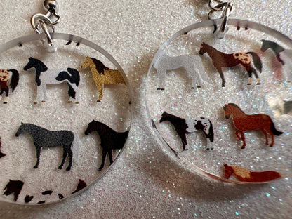 Horse Earrings: Laser Cut Acrylic Horses, Equine, Riding Camp, Cowboy, Pony, Love Horses, Horse Lover, Animals, Best Gifts for Her/Him/Them