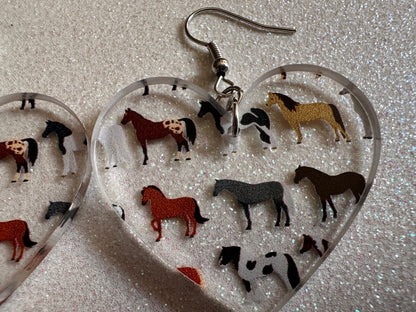 Horse Earrings: Laser Cut Acrylic Horses, Equine, Riding Camp, Cowboy, Pony, Love Horses, Horse Lover, Animals, Best Gifts for Her/Him/Them