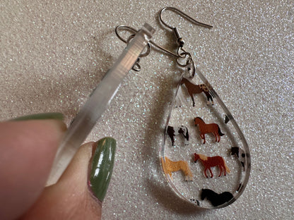 Horse Earrings: Laser Cut Acrylic Horses, Equine, Riding Camp, Cowboy, Pony, Love Horses, Horse Lover, Animals, Best Gifts for Her/Him/Them