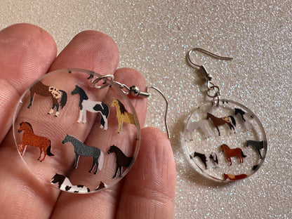 Horse Earrings: Laser Cut Acrylic Horses, Equine, Riding Camp, Cowboy, Pony, Love Horses, Horse Lover, Animals, Best Gifts for Her/Him/Them