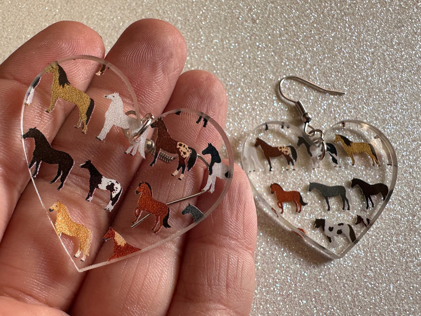 Horse Earrings: Laser Cut Acrylic Horses, Equine, Riding Camp, Cowboy, Pony, Love Horses, Horse Lover, Animals, Best Gifts for Her/Him/Them