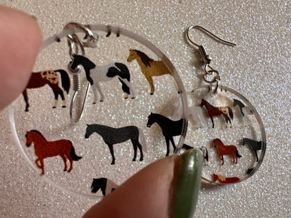 Horse Earrings: Laser Cut Acrylic Horses, Equine, Riding Camp, Cowboy, Pony, Love Horses, Horse Lover, Animals, Best Gifts for Her/Him/Them