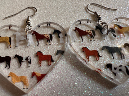 Horse Earrings: Laser Cut Acrylic Horses, Equine, Riding Camp, Cowboy, Pony, Love Horses, Horse Lover, Animals, Best Gifts for Her/Him/Them