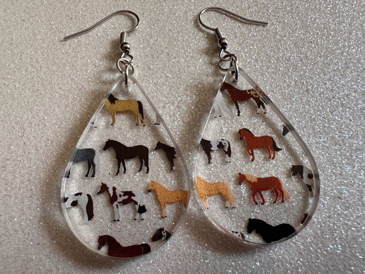Horse Earrings: Laser Cut Acrylic Horses, Equine, Riding Camp, Cowboy, Pony, Love Horses, Horse Lover, Animals, Best Gifts for Her/Him/Them