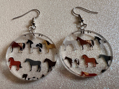 Horse Earrings: Laser Cut Acrylic Horses, Equine, Riding Camp, Cowboy, Pony, Love Horses, Horse Lover, Animals, Best Gifts for Her/Him/Them