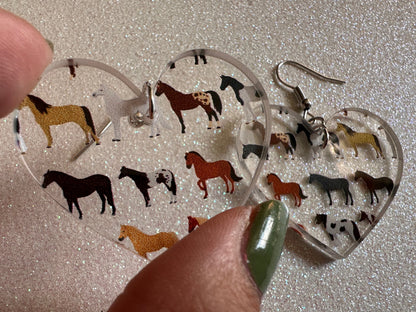 Horse Earrings: Laser Cut Acrylic Horses, Equine, Riding Camp, Cowboy, Pony, Love Horses, Horse Lover, Animals, Best Gifts for Her/Him/Them