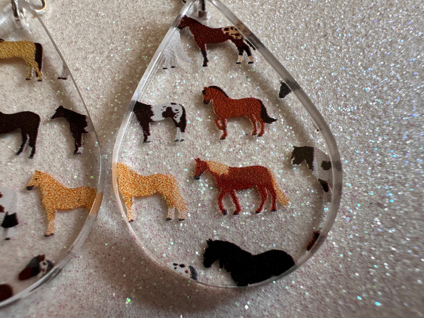 Horse Earrings: Laser Cut Acrylic Horses, Equine, Riding Camp, Cowboy, Pony, Love Horses, Horse Lover, Animals, Best Gifts for Her/Him/Them
