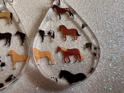 Horse Earrings: Laser Cut Acrylic Horses, Equine, Riding Camp, Cowboy, Pony, Love Horses, Horse Lover, Animals, Best Gifts for Her/Him/Them