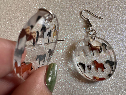 Horse Earrings: Laser Cut Acrylic Horses, Equine, Riding Camp, Cowboy, Pony, Love Horses, Horse Lover, Animals, Best Gifts for Her/Him/Them