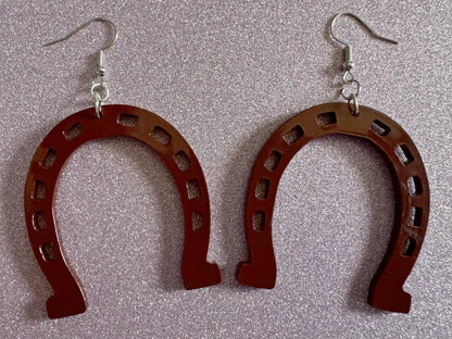 Horse Shoe Earrings: Laser Cut Acrylic Horse Shoes, Western Theme, Cowboy, Horses, Riding, Lucky, Horseshoes, Best Gifts for Her/Him/Them