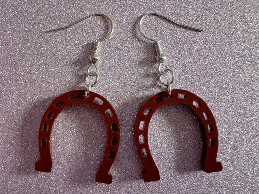 Horse Shoe Earrings: Laser Cut Acrylic Horse Shoes, Western Theme, Cowboy, Horses, Riding, Lucky, Horseshoes, Best Gifts for Her/Him/Them