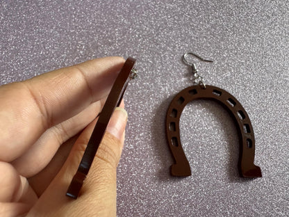 Horse Shoe Earrings: Laser Cut Acrylic Horse Shoes, Western Theme, Cowboy, Horses, Riding, Lucky, Horseshoes, Best Gifts for Her/Him/Them