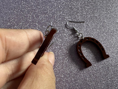 Horse Shoe Earrings: Laser Cut Acrylic Horse Shoes, Western Theme, Cowboy, Horses, Riding, Lucky, Horseshoes, Best Gifts for Her/Him/Them