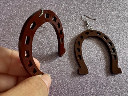 Horse Shoe Earrings: Laser Cut Acrylic Horse Shoes, Western Theme, Cowboy, Horses, Riding, Lucky, Horseshoes, Best Gifts for Her/Him/Them