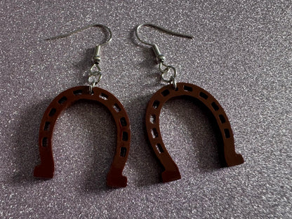 Horse Shoe Earrings: Laser Cut Acrylic Horse Shoes, Western Theme, Cowboy, Horses, Riding, Lucky, Horseshoes, Best Gifts for Her/Him/Them
