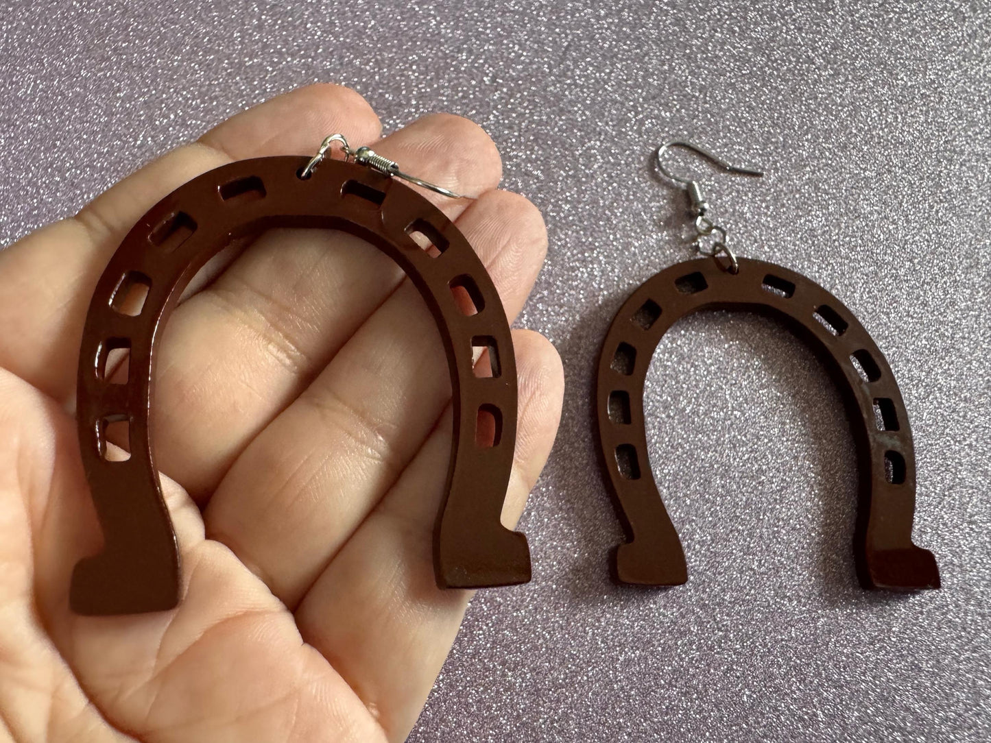 Horse Shoe Earrings: Laser Cut Acrylic Horse Shoes, Western Theme, Cowboy, Horses, Riding, Lucky, Horseshoes, Best Gifts for Her/Him/Them