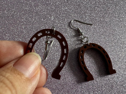 Horse Shoe Earrings: Laser Cut Acrylic Horse Shoes, Western Theme, Cowboy, Horses, Riding, Lucky, Horseshoes, Best Gifts for Her/Him/Them