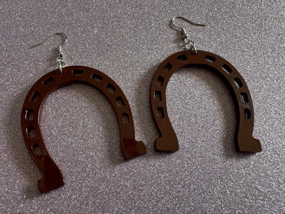 Horse Shoe Earrings: Laser Cut Acrylic Horse Shoes, Western Theme, Cowboy, Horses, Riding, Lucky, Horseshoes, Best Gifts for Her/Him/Them