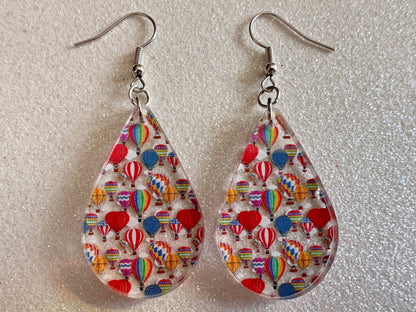 Hot Air Balloon Earrings: Laser Cut Acrylic Earrings, Travel, Globetrotter, Adventure, Hot Air Balloon Festival, Best Gifts for Her/Him/Them