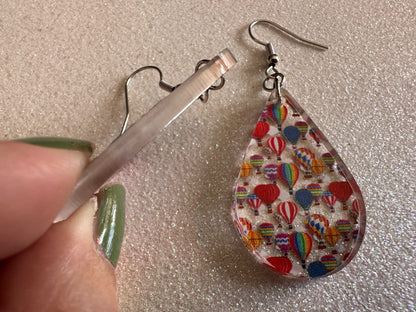 Hot Air Balloon Earrings: Laser Cut Acrylic Earrings, Travel, Globetrotter, Adventure, Hot Air Balloon Festival, Best Gifts for Her/Him/Them