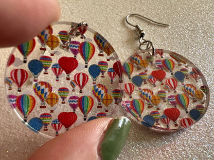 Hot Air Balloon Earrings: Laser Cut Acrylic Earrings, Travel, Globetrotter, Adventure, Hot Air Balloon Festival, Best Gifts for Her/Him/Them