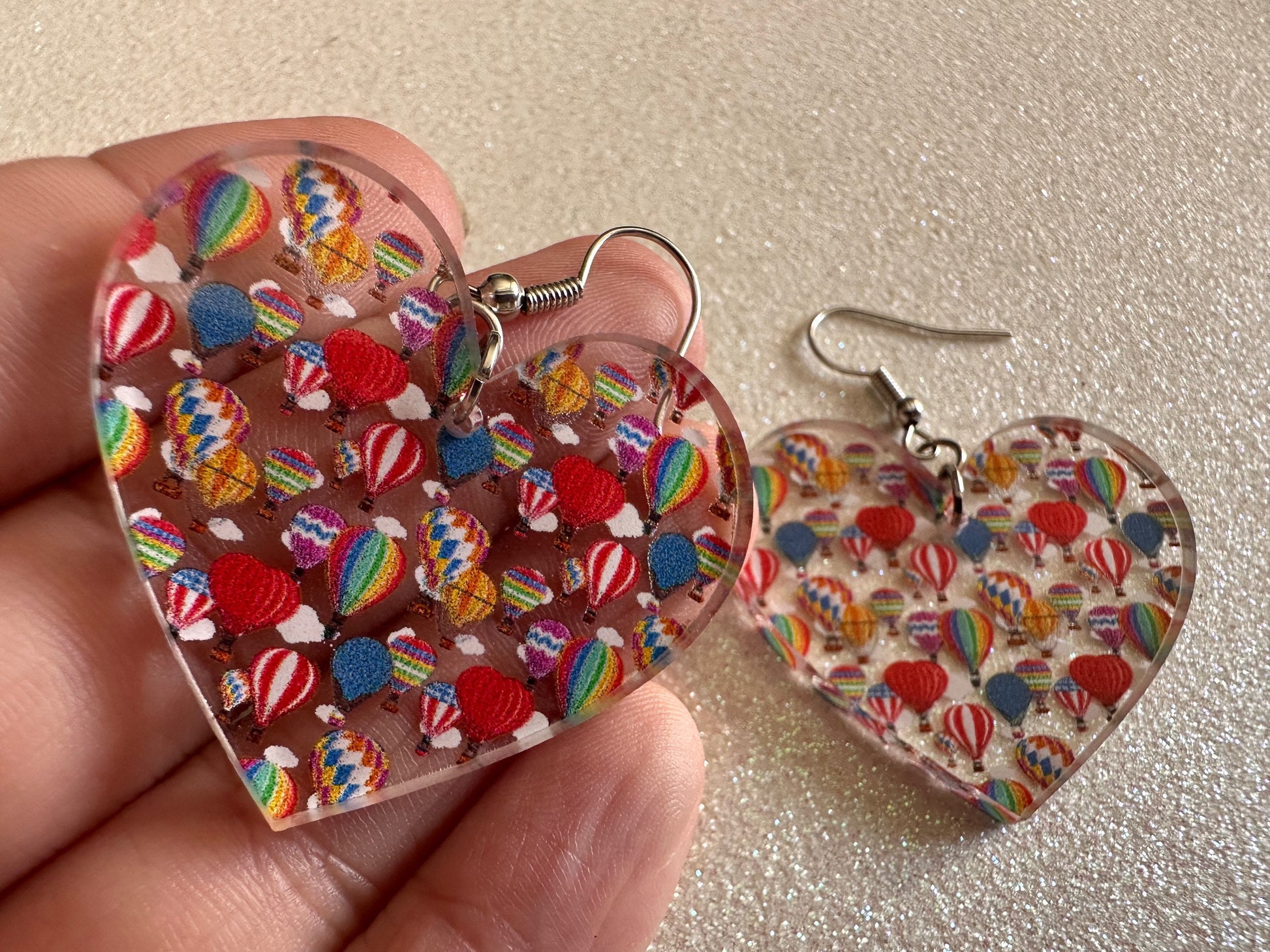 Hot Air Balloon Earrings: Laser Cut Acrylic Earrings, Travel, Globetrotter, Adventure, Hot Air Balloon Festival, Best Gifts for Her/Him/Them