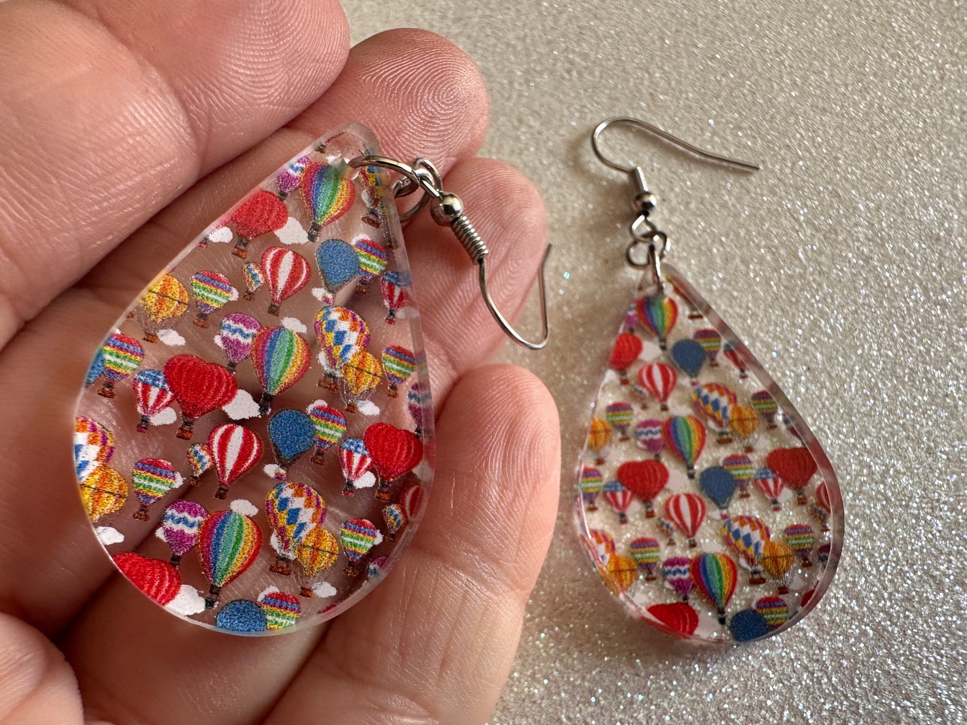 Hot Air Balloon Earrings: Laser Cut Acrylic Earrings, Travel, Globetrotter, Adventure, Hot Air Balloon Festival, Best Gifts for Her/Him/Them