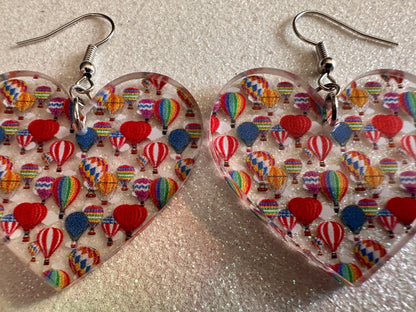 Hot Air Balloon Earrings: Laser Cut Acrylic Earrings, Travel, Globetrotter, Adventure, Hot Air Balloon Festival, Best Gifts for Her/Him/Them