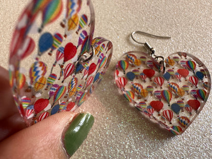 Hot Air Balloon Earrings: Laser Cut Acrylic Earrings, Travel, Globetrotter, Adventure, Hot Air Balloon Festival, Best Gifts for Her/Him/Them