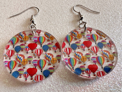 Hot Air Balloon Earrings: Laser Cut Acrylic Earrings, Travel, Globetrotter, Adventure, Hot Air Balloon Festival, Best Gifts for Her/Him/Them