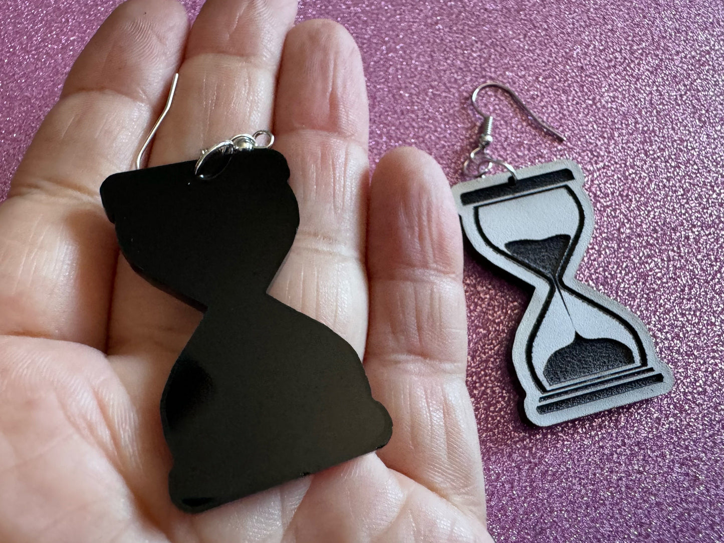 Hourglass Earrings: Laser Cut Acrylic Hourglasses, Time, Pensive, Sand, Antique, Novelty, Classic, Count Down, Best Gifts for Her/Him/Them