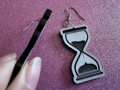 Hourglass Earrings: Laser Cut Acrylic Hourglasses, Time, Pensive, Sand, Antique, Novelty, Classic, Count Down, Best Gifts for Her/Him/Them