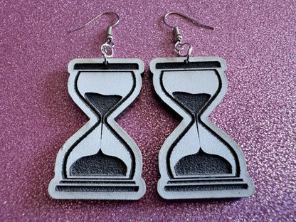 Hourglass Earrings: Laser Cut Acrylic Hourglasses, Time, Pensive, Sand, Antique, Novelty, Classic, Count Down, Best Gifts for Her/Him/Them
