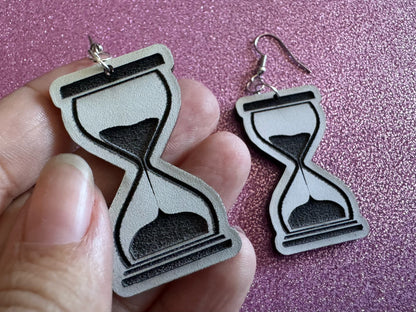 Hourglass Earrings: Laser Cut Acrylic Hourglasses, Time, Pensive, Sand, Antique, Novelty, Classic, Count Down, Best Gifts for Her/Him/Them