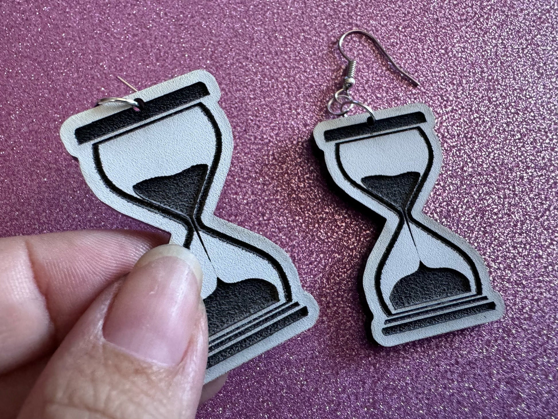 Hourglass Earrings: Laser Cut Acrylic Hourglasses, Time, Pensive, Sand, Antique, Novelty, Classic, Count Down, Best Gifts for Her/Him/Them