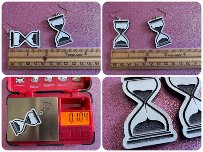 Hourglass Earrings: Laser Cut Acrylic Hourglasses, Time, Pensive, Sand, Antique, Novelty, Classic, Count Down, Best Gifts for Her/Him/Them