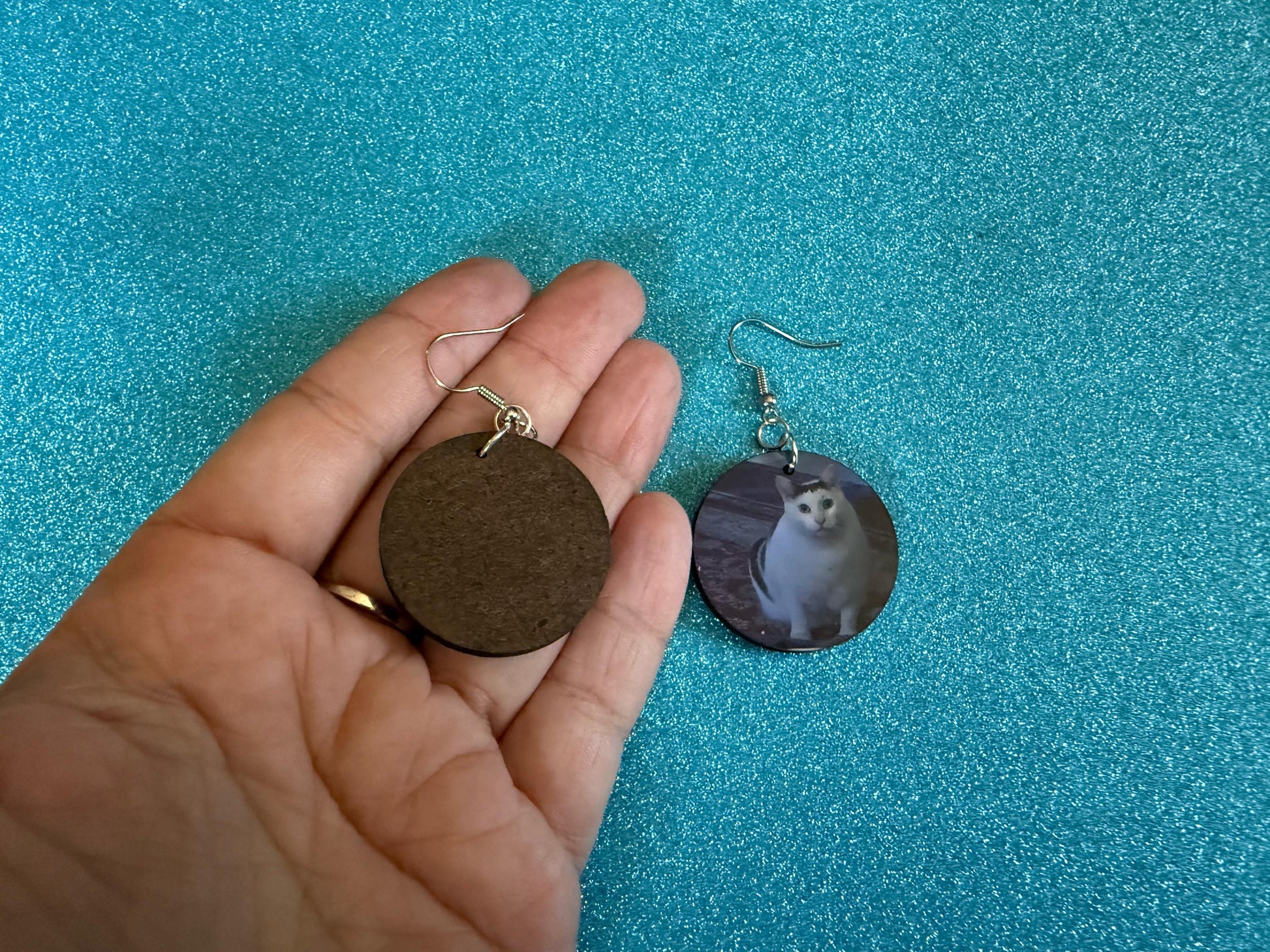Huh Cat Meme Earrings: Wooden Sublimated Meme Earrings, Cat Saying Huh Meme, Cat Memes, Novelty, Pop Culture, Best Gifts for Her/Him/Them
