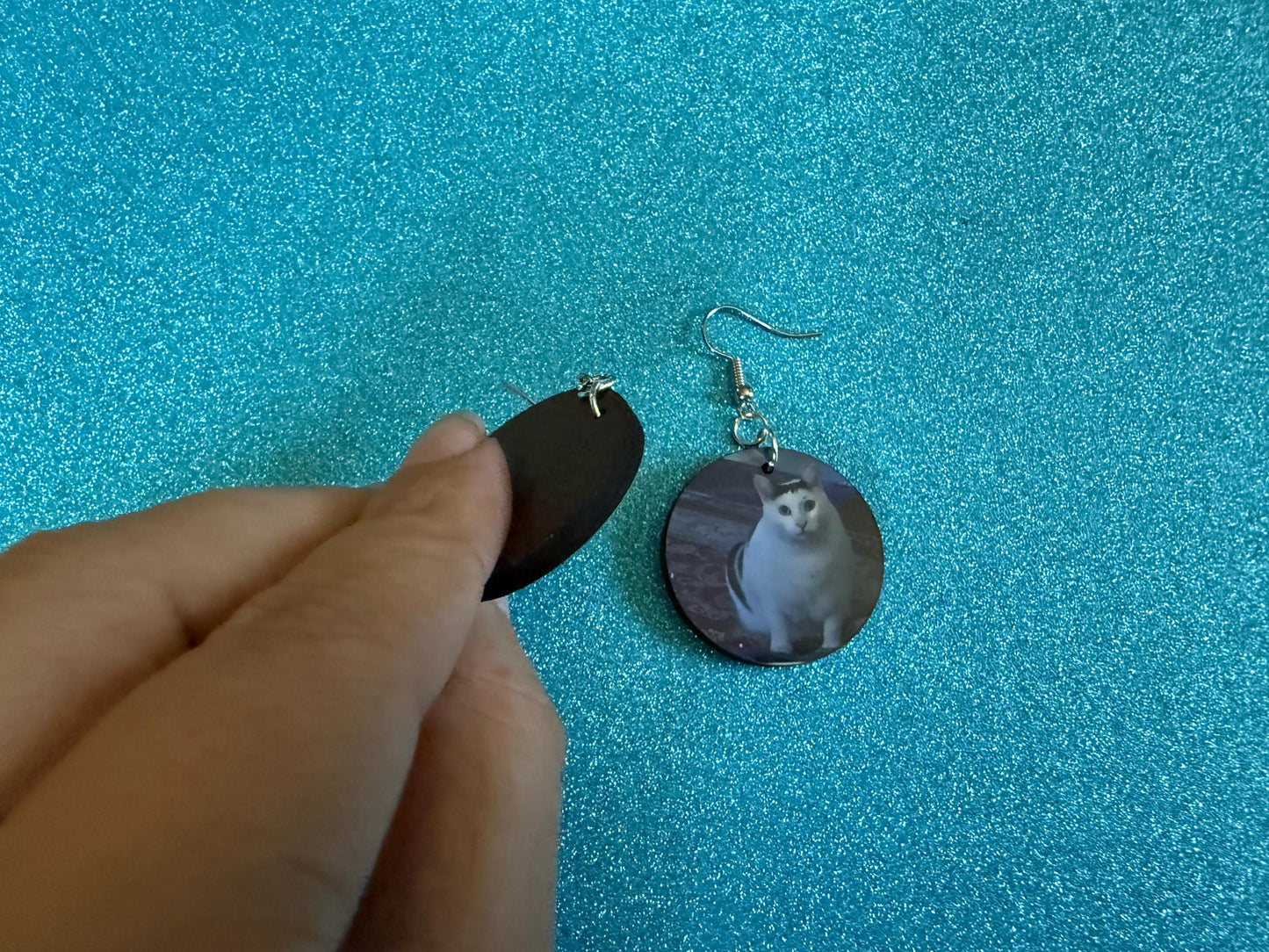 Huh Cat Meme Earrings: Wooden Sublimated Meme Earrings, Cat Saying Huh Meme, Cat Memes, Novelty, Pop Culture, Best Gifts for Her/Him/Them